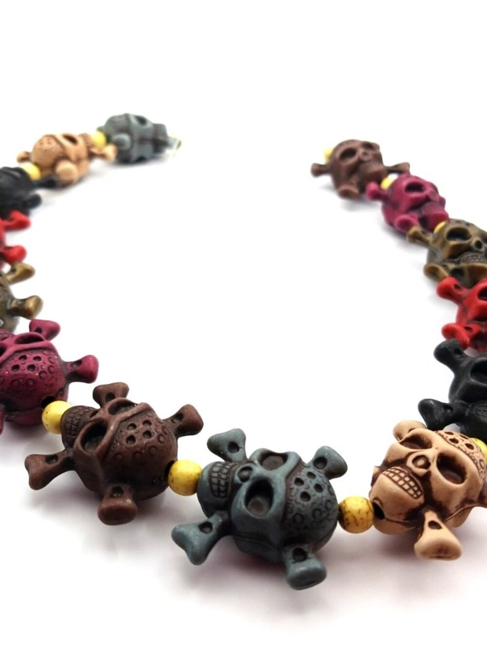 Colorful Skull + Crossbones Beads Lot Of 12 For Crafting